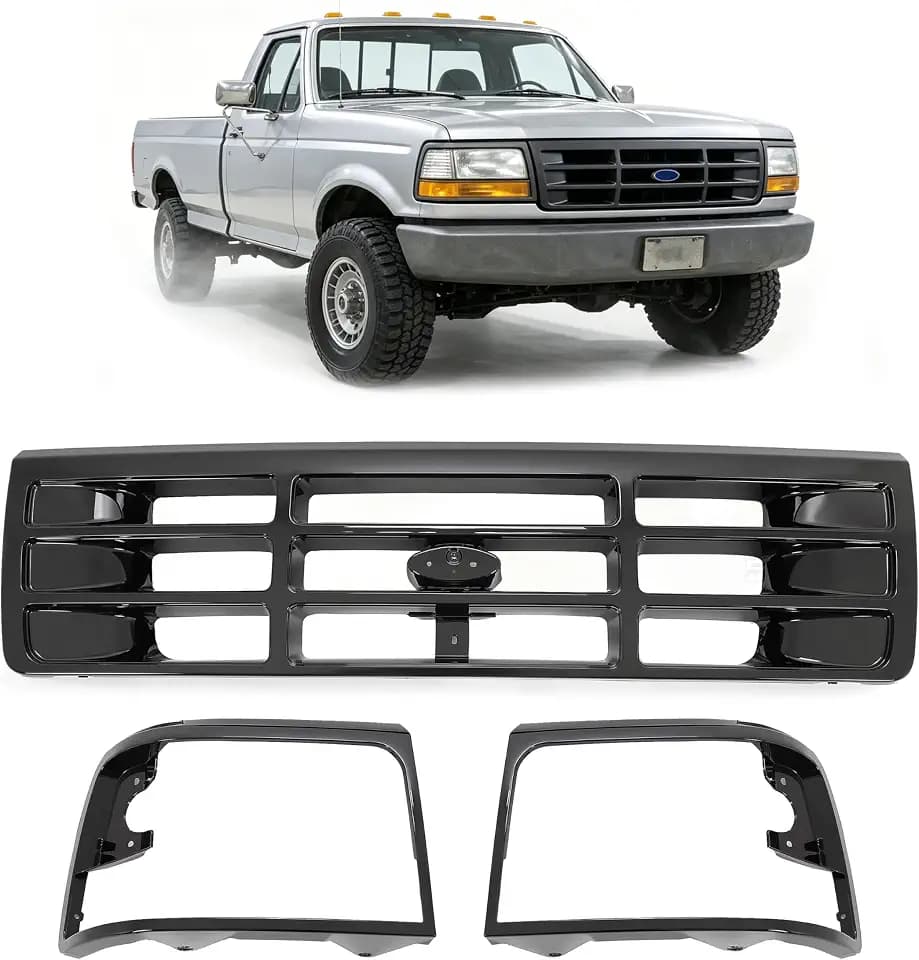 ALMULOO Grill+Headlight Bezels Compatible with 1992-1996 Bronco F Series