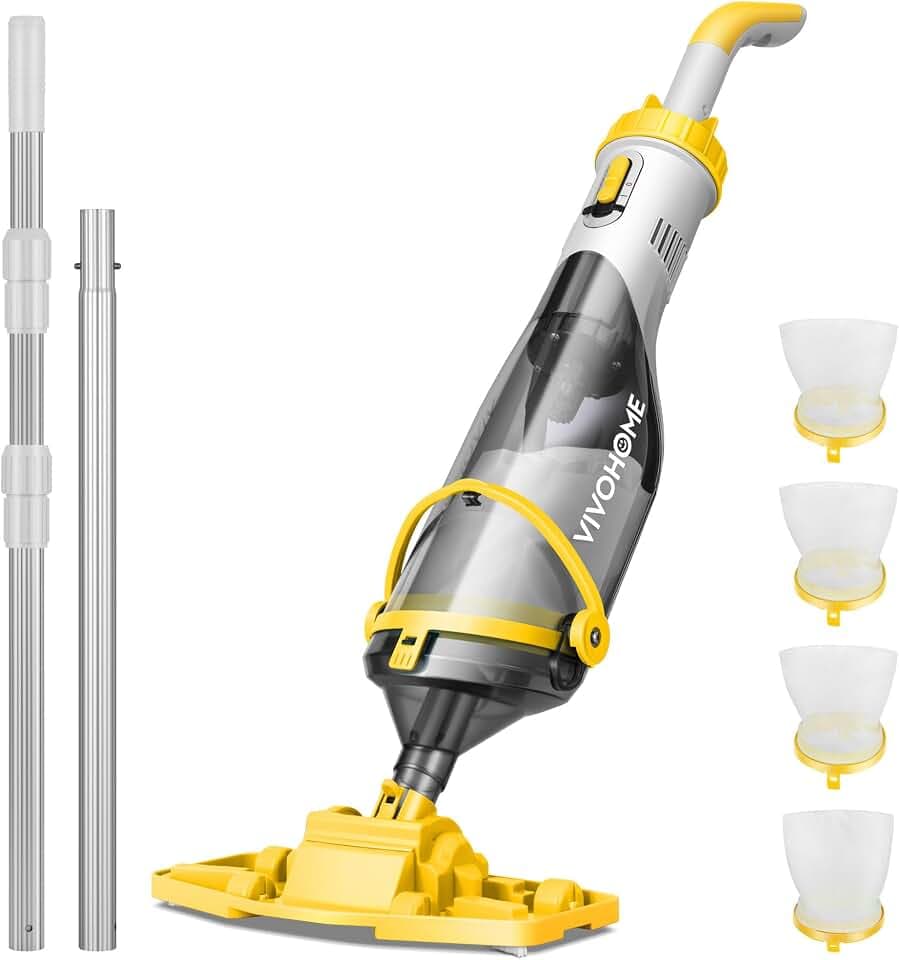 VIVOHOME Pool Staubsauger Akku mit 278cm Teleskopstange 4200 LPH Absaugung