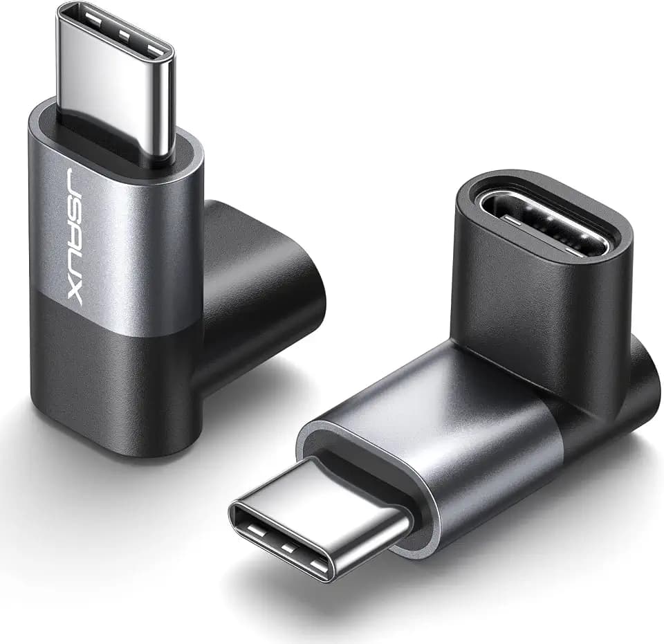 JSAUX 90 Degree USB C to USB C Adapter 2-Pack, 100W 40Gbps, Gray