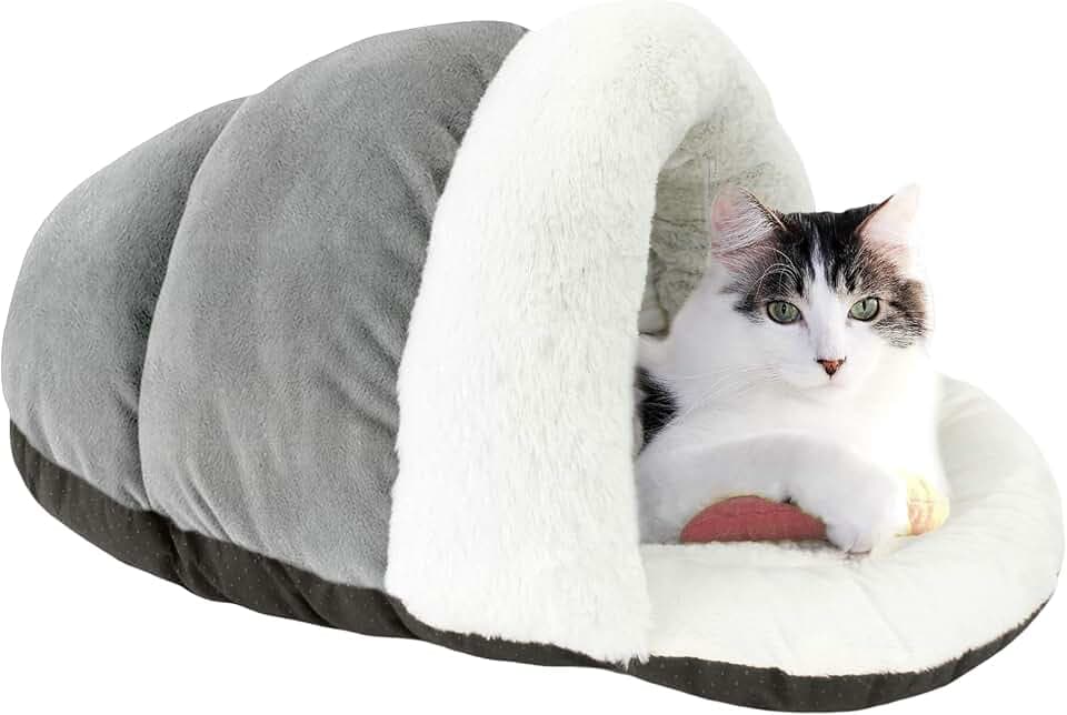ASPCA - Cat Cave Bed for Indoor Cats Cozy Warm Felt House Dome for Cats & Kittens Soft, Warm & Plush Cave Bed with Removable Cushion Enclosed Pet Hideout Comfort Security 23' x 17" x 6"