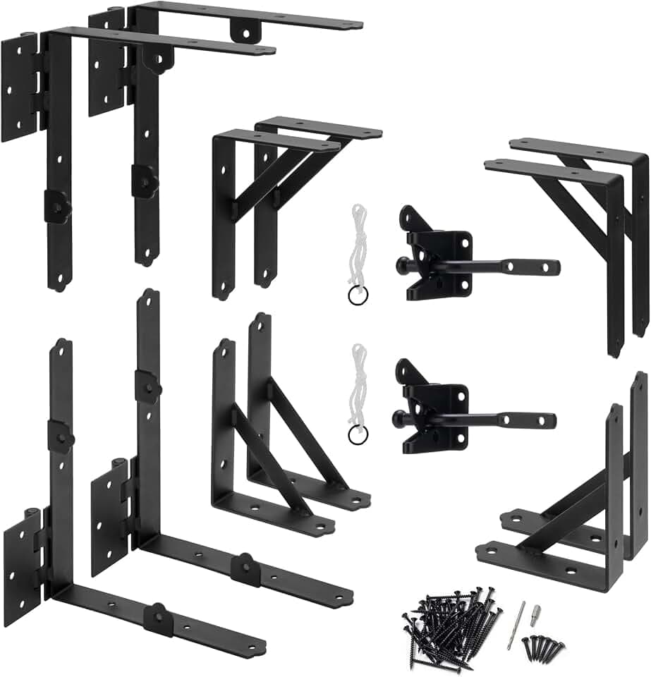 HILLMASTER 2 Set Anti Sag Gate Frame Kit Gate Corner Brace Bracket Heavy Duty Adjustable Gate Hardware with Gate Latch for Wooden Fences,Driveway Gates,Shed Doors,Corral Gates,Wood Windows