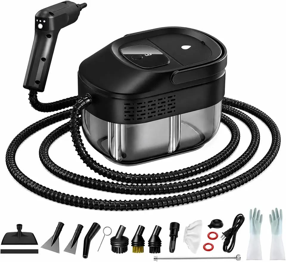 Portable Steam Cleaner for Home and Car, 15s Heat-Up, 15Pcs Accessories