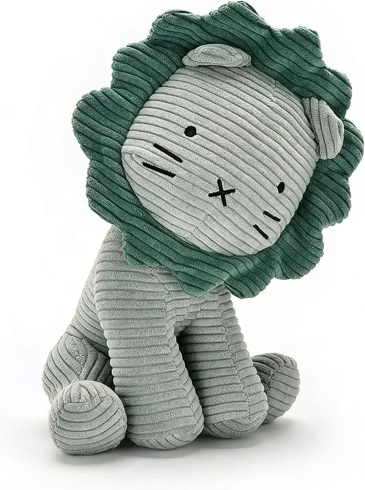 Lion Plush Corduroy Stuffed Animal for Baby, Toddler, Kids, Plushies Plush Doll Gifts for Boys Girls, Quality Material(Yellow) 11" (Green)