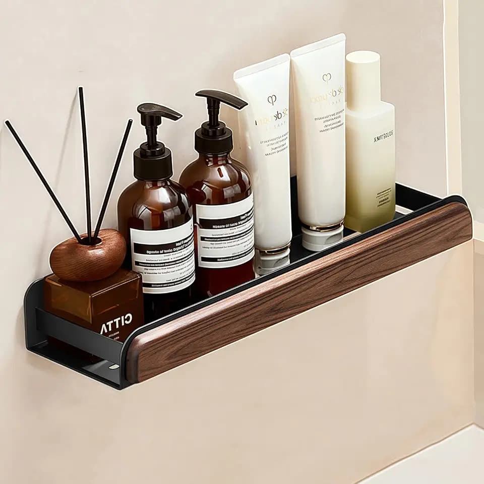 Duschablage Wand Ohne Bohren Badezimmer Organizer Schwarz, Badregal Duschregal, Duschhalterung Innenorganisation und Aufbewahrungsdekor für die Wand und im Landhausstil, Wohnmobilzubehör