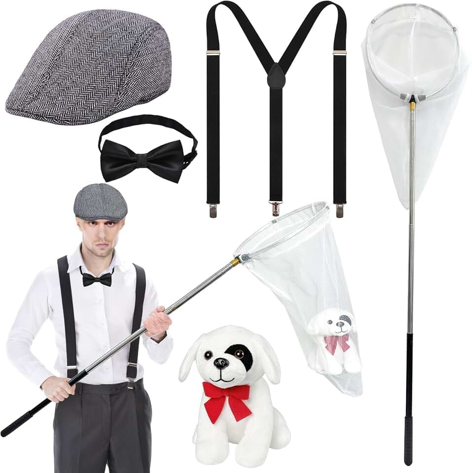 5 Pcs Dog Catcher Costume Adult for Men Couple Halloween Cosplay Party