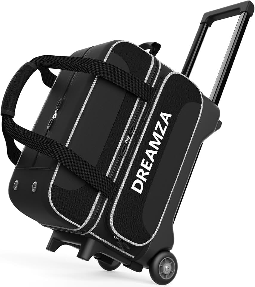 2 Ball Roller Bowling Bag with Wheels & Separate Shoes Pocket