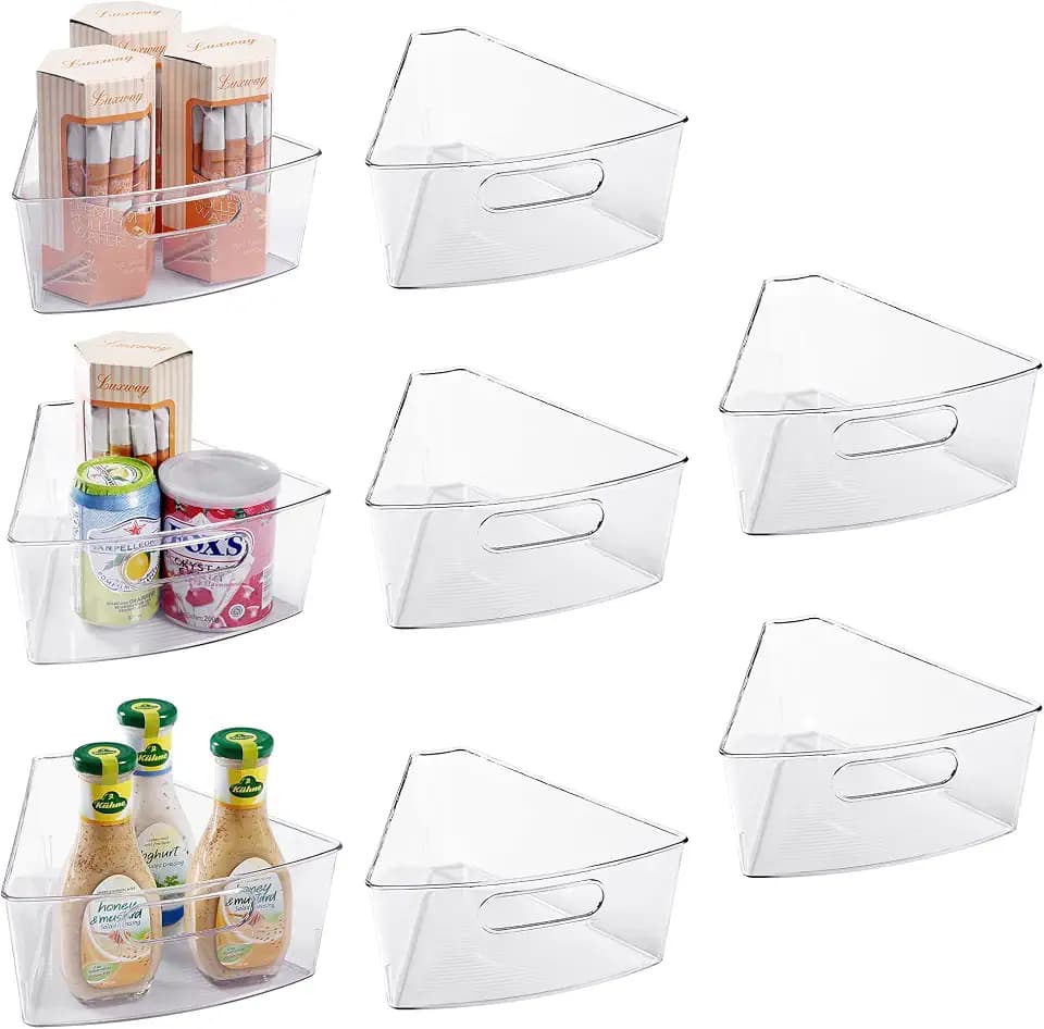 Oubonun Lazy Susan Cabinet Organizer Bins for Kitchen 8 Pack, 1/8 Wedge