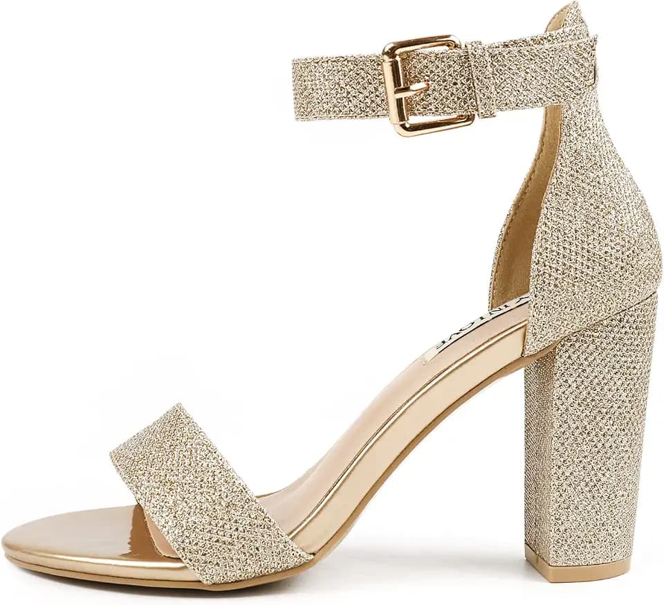JOY IN LOVE Womens 3.5" Block Heel Ankle Strap Sandals