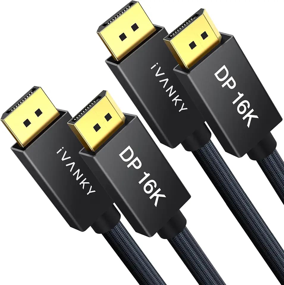 IVANKY VESA Certified 80Gbps 16K DisplayPort Cable 2.1, 6.6ft (2-Pack)