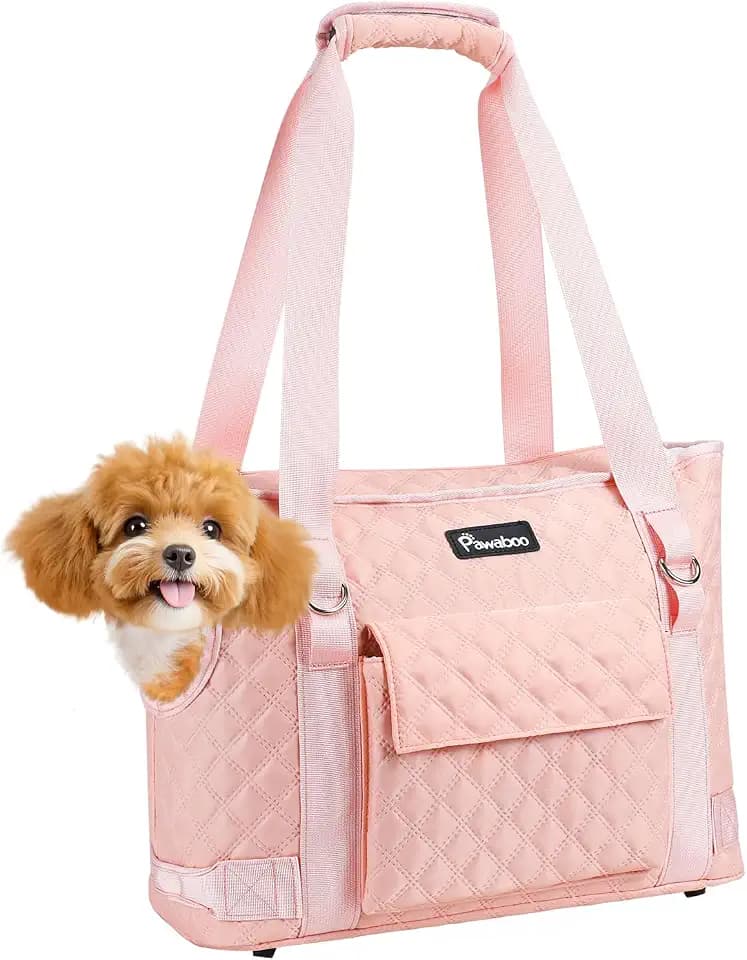 Pawaboo Dog Purse Carrier for Small Dogs with Pocket,Up to 11Lbs