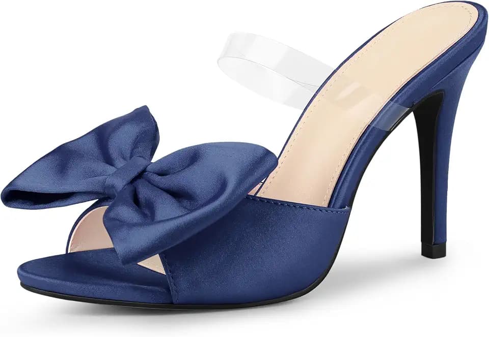 Allegra K Women's Bow Sandal Stiletto Heels Mules Heel Sandals