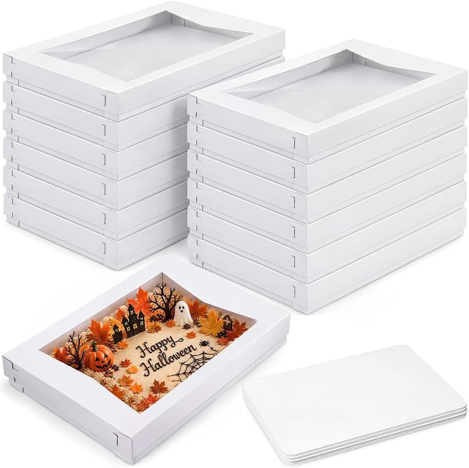 10 Sets 26 x 18 x 4'' Corrugated Full Sheet Cake Box with Window