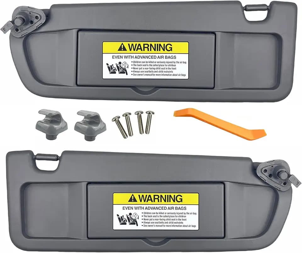 Pair of Left and Right Sun Visors with Clips and Screws for Honda Civic 2006 2007 2008 2009 2010 2011 Interior Sun Visor Replacement (Dark Gray)