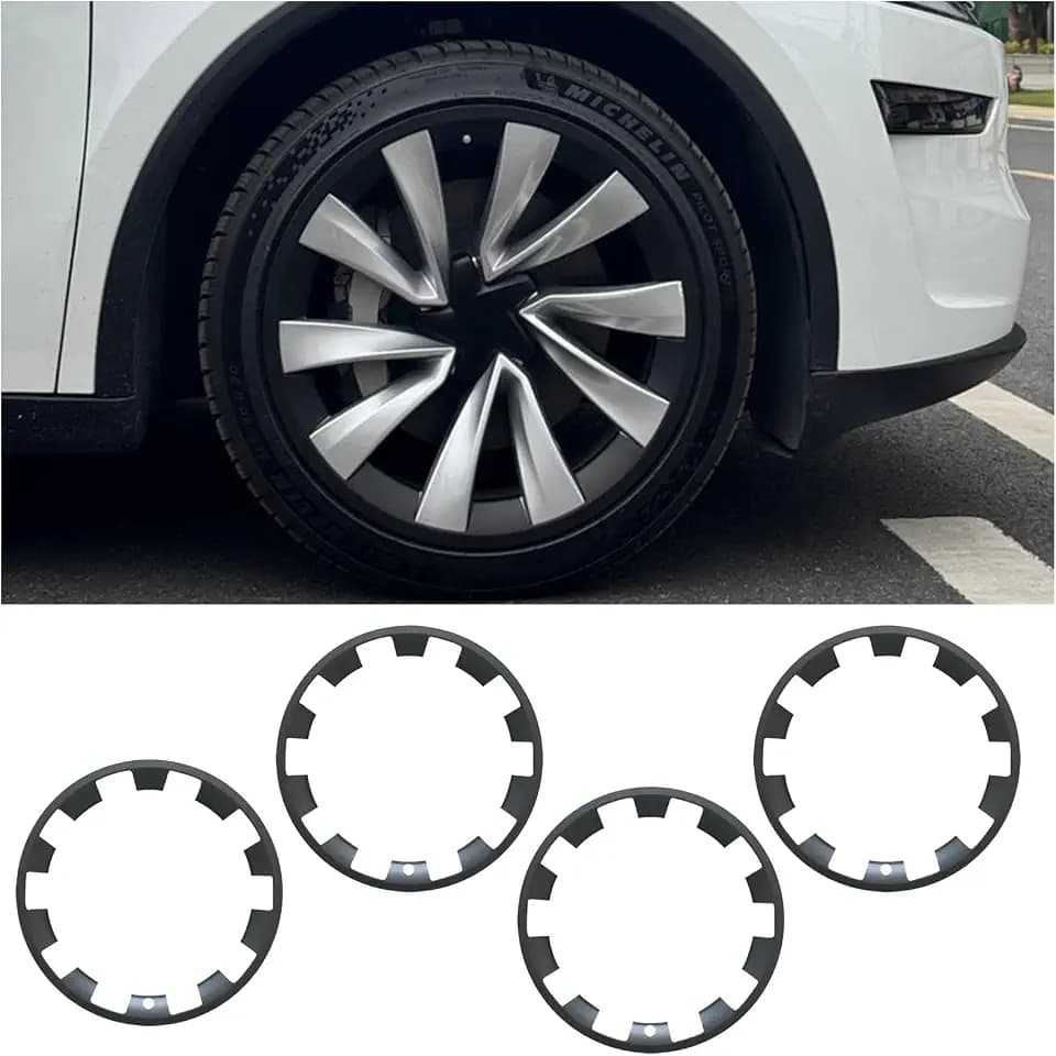 4PCS Wheel Rim Protector for Tesla Model Y Juniper 2025 2026 (ABS+PC Black)