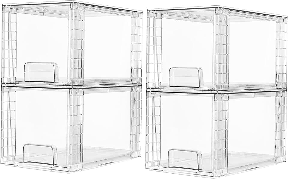 Vtopmart 4Pack Mittel Stapelbare Aufbewahrungsschubladen