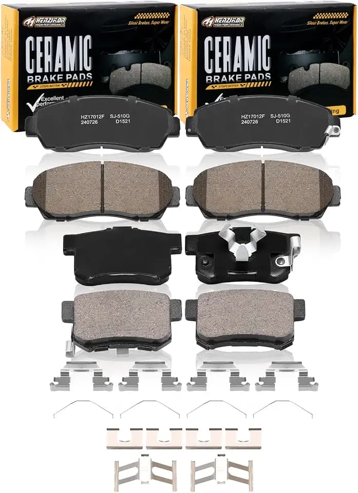 Ceramic Front and Rear Brake Pads Set Compatible with Select 2011 Honda Accord Crosstour(3.5L; AWD),For 2012-2016 CR-V(EX;EX-L;LX;SE;Touring);For 2012-2015 Crosstour (D1521+D1086)