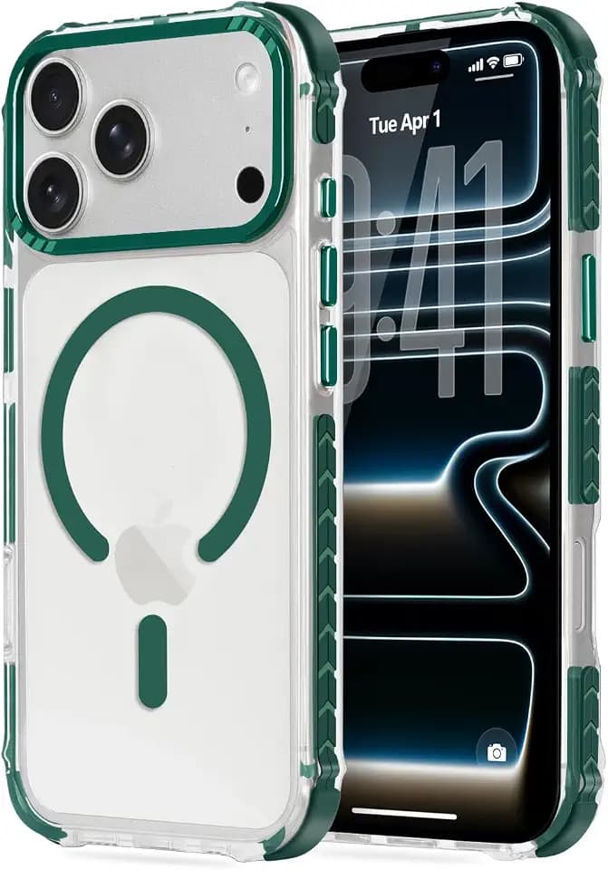LLZ.COQUE for iPhone 17 Pro Max Case Compatible with Magsafe, Clear Green