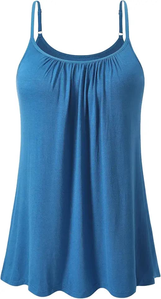vislivin Top mit Integriertem BH Damen Unterhemd Spaghettiträger Tops Loose Tank Ärmellose Bluse Trägertops S-XXXXL