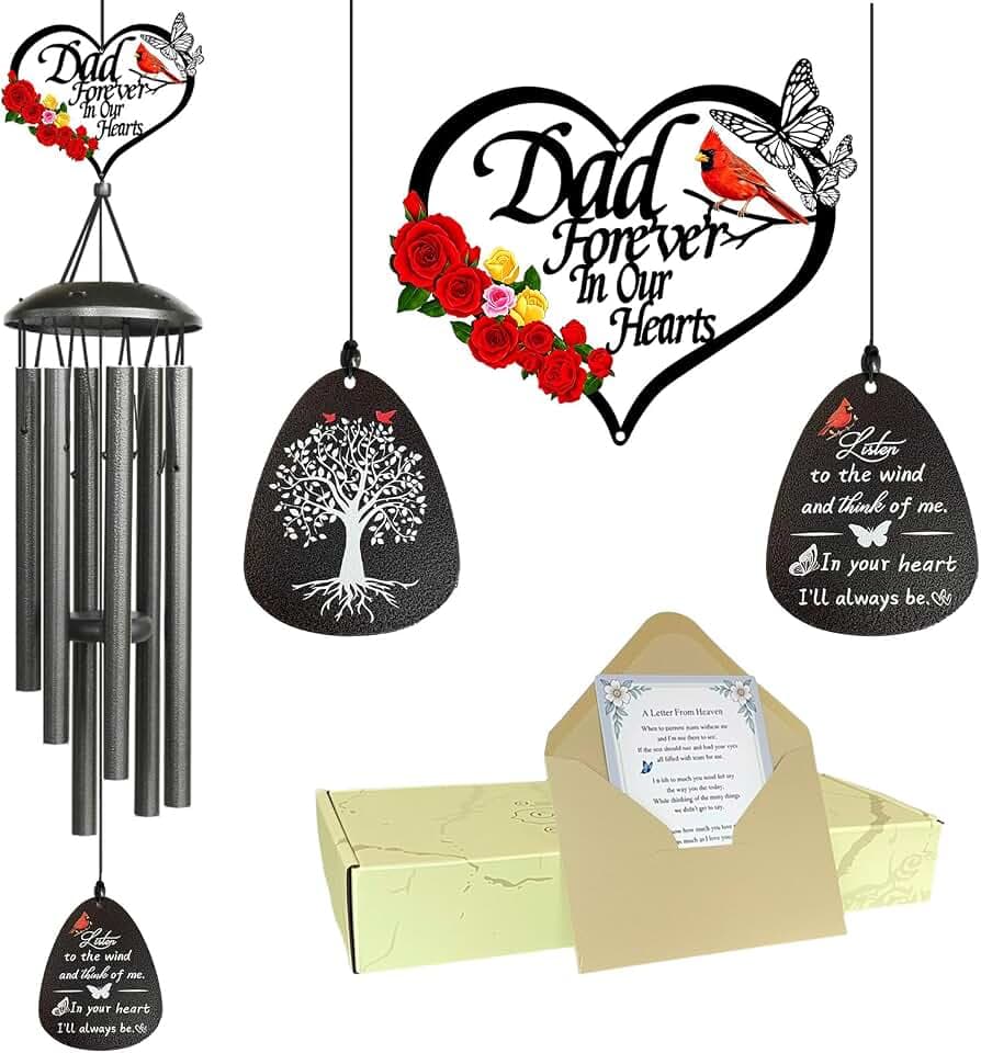 40" Memorial Wind Chimes for Loss of Father,Memorial Gifts for Loss of Dad,Sympathy Gifts for Loss of Dad Father,Funeral Bereavement Condolence Remembrance Gifts ,Large Cardinal Wind Chime Outside