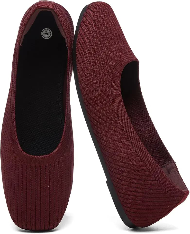 Iarus Women's Square Toe Ballet Flats Shoes Dress Slip on Shoes