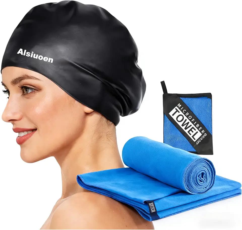 Silicone Swim Cap for Long Hair,Extra Large Waterproof Swim Cap for Women Men,Pool Swimming Cap for Thick Curly Hair,Braids and Dreadlocks,Large Size Swim Hat