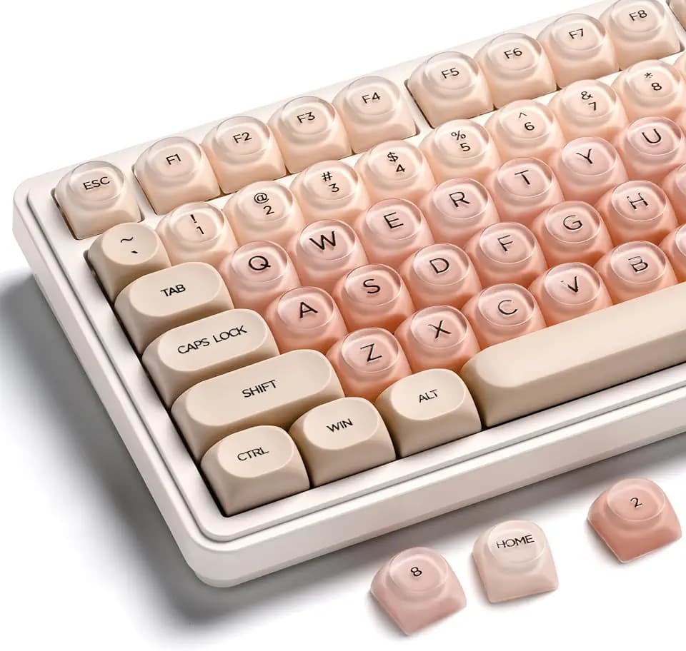 OHY Jelly Keycaps, XVX HOA Profile 132-Key PBT+PC Shine-Through Keycap Set, Cute Custom Gradient Keycaps for Mechanical Keyboards with MX Switches - Flesh Pink (Only Keycap, No Keyboard)