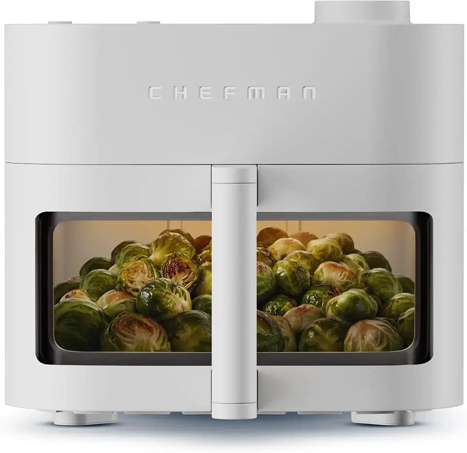 Chefman Crispinator Air Fryer 7-in-1 with 8 Qt Capacity, 450°F Max Temp & TurboFry Pro Technology for Fast, Even Results, Bake, Broil, Dehydrate, Viewing Window, Nonstick Ceramic-Coated Basket