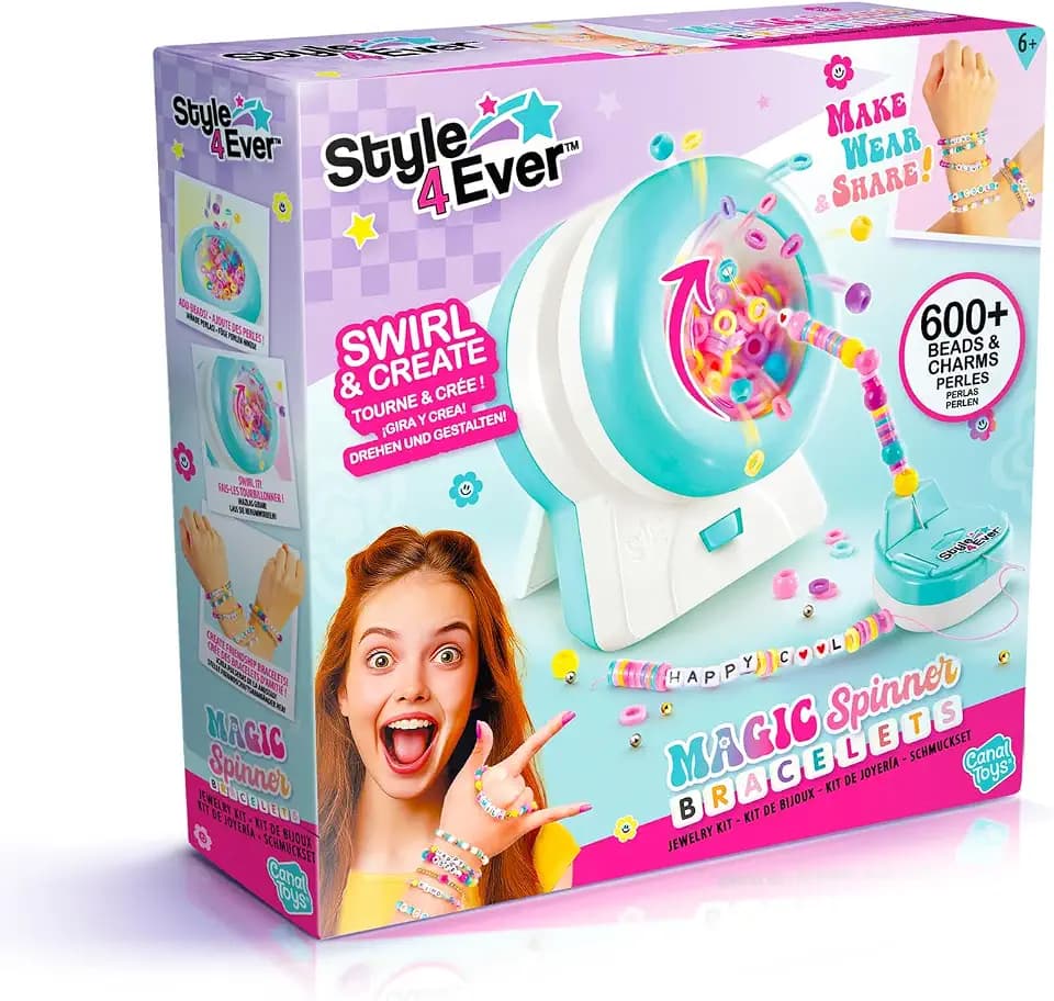 Canal Toys Style 4 Ever Boho Spinner Armbänder – Bastelset für Kinder ab 6 Jahren mit über 600 Perlen & Charms – Kreatives DIY Schmuckset mit Spinner-Maschine – Freundschaftsarmbänder selbst gestalten