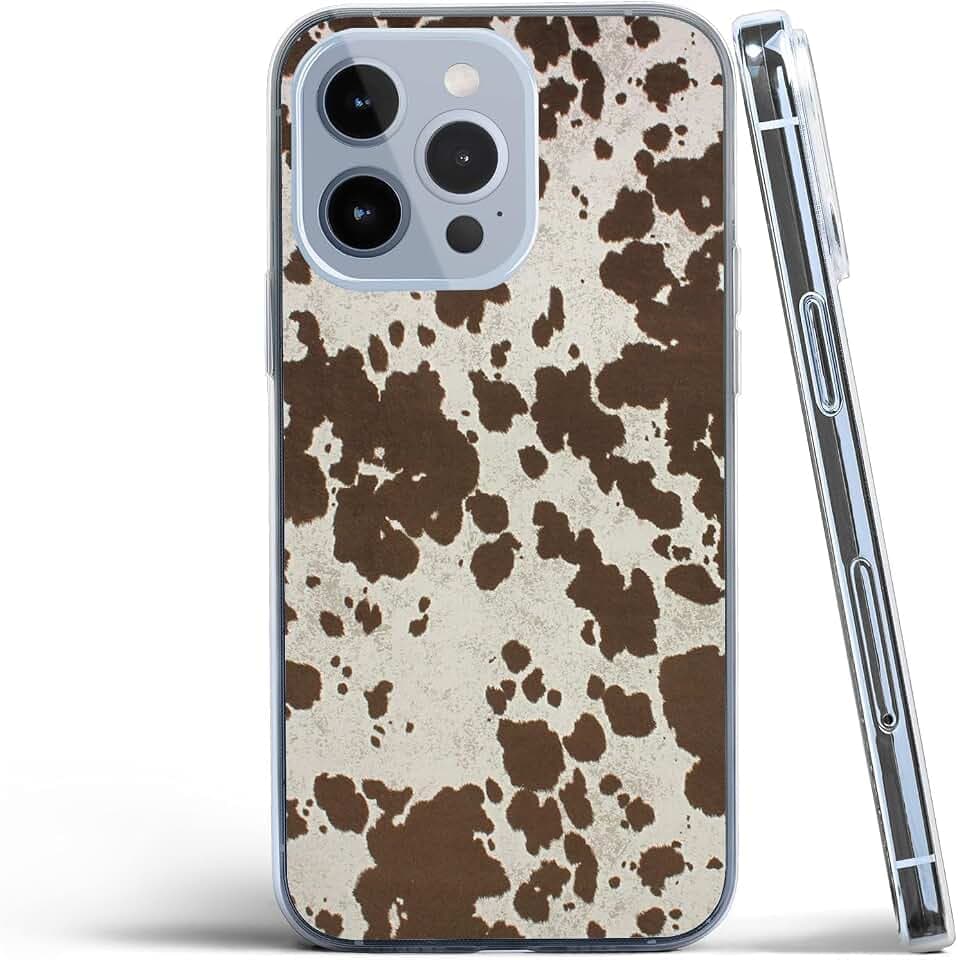 Compatible with iPhone 16 Pro Case, Western Cowhide Print Women Cowgirl Cowboy Gifts Cool Moo Farm Animal Country Retro Design Protection Trendy TPU Clear Case for Girls Boys Women
