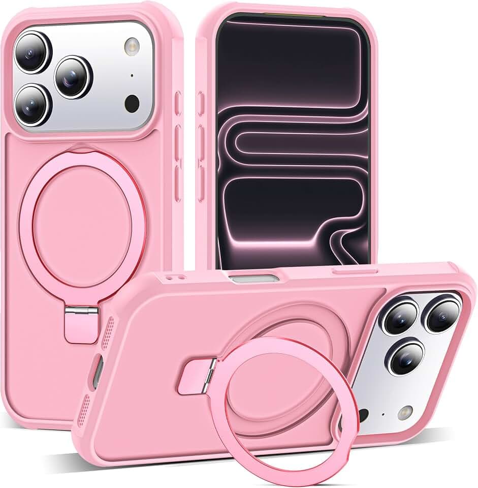 SKYLMW Compatible with iPhone 17 Pro Case with Stand,Pink