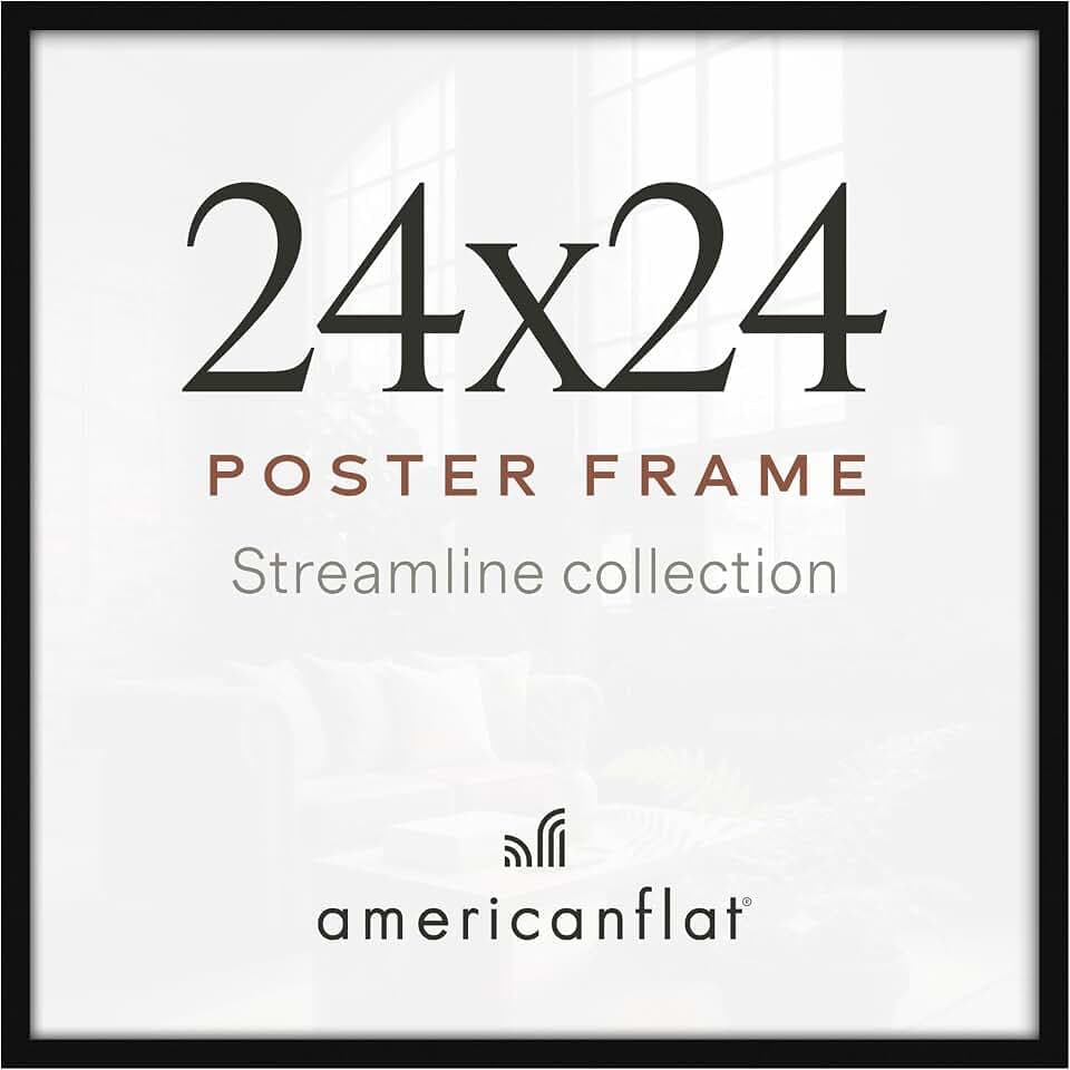 Americanflat 24x24 Poster Frame - Slim Molding - Black