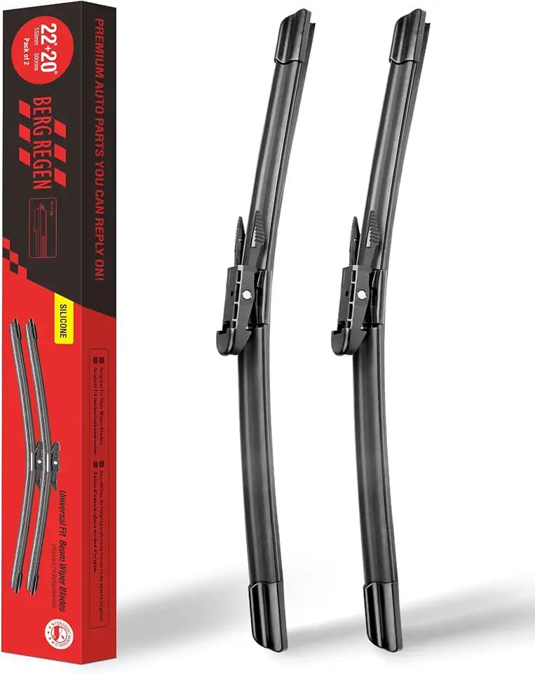 BERG REGEN 22"+20" Silicone Windshield Wiper Blades Replacement for Ford Mustang 2021 2020 2019 2018 2017 2016 2015 2014-2010/ Lincoln MKZ 2020-2013 OEM Quality Wiper Blades-Pinch Tab (Set of 2)