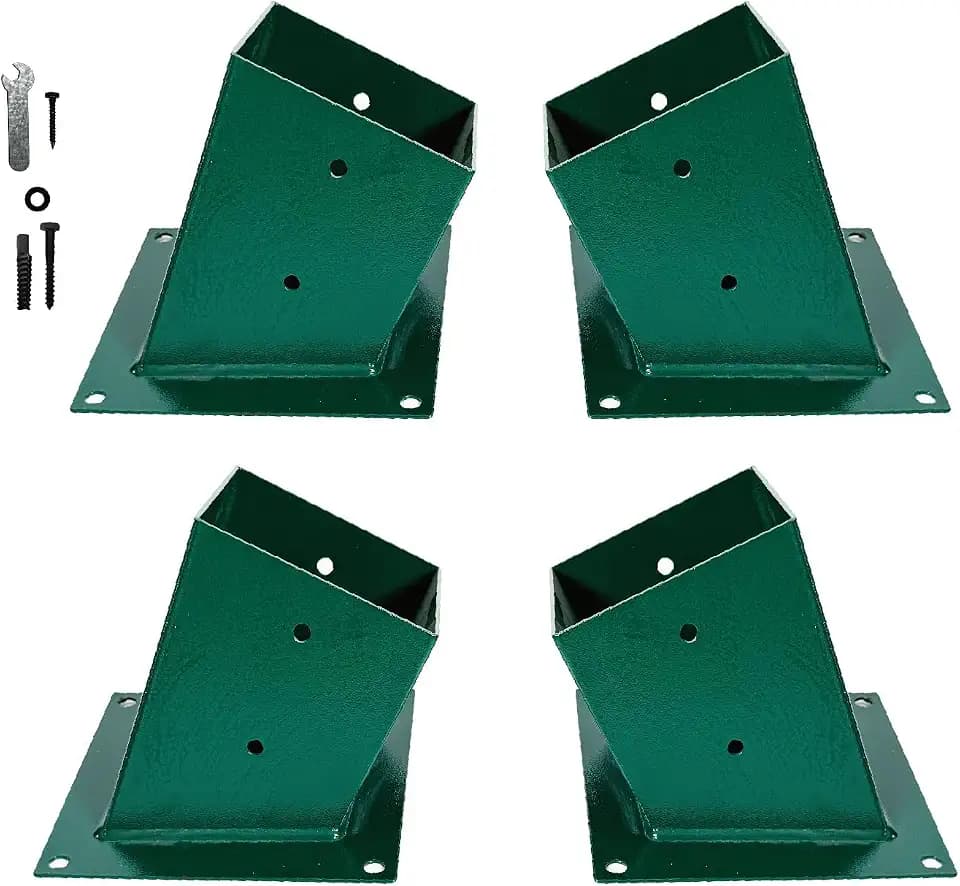 A-Frame Swing Brackets, 4x4 Base 4 Pcs (Inner Size 3.6"x3.6") - Heavy Duty Swing Support for Wood and Concrete Floor, Corrosion-Resistant Metal Powder Coated