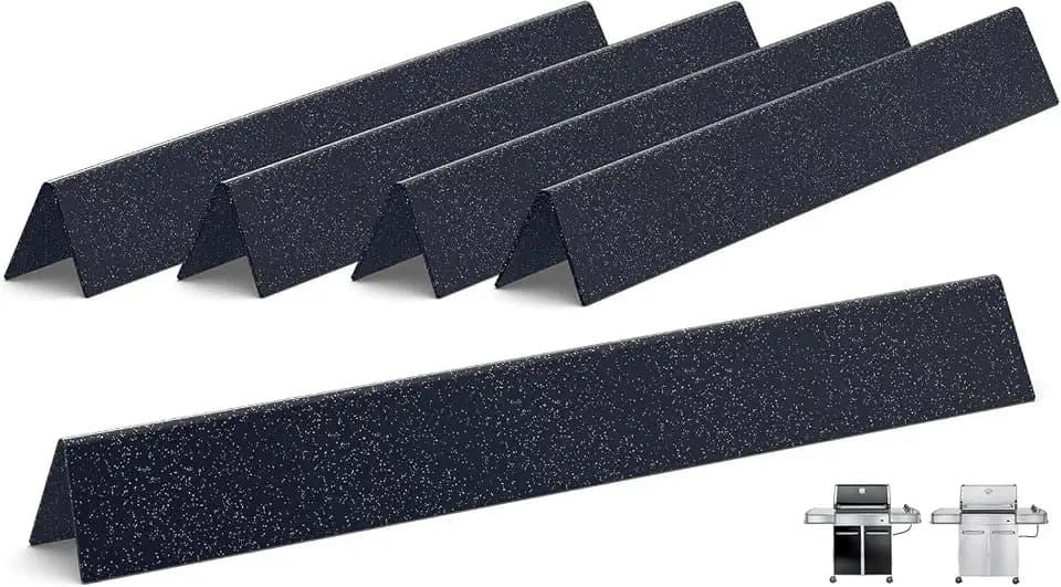 QuliMetal 24.5 Inch Flavorizer Bars for Weber Genesis 300 Series Grills with Side Controls Knobs, Genesis E310 E320 S310 S320 EP310 EP320 (2007-2010), Porcelain Steel Heat Plates for Weber 7539 7540