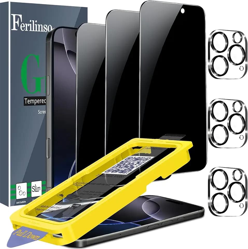Ferilinso Privacy Screen Protector for iPhone 16 Pro Max, Tempered Glass