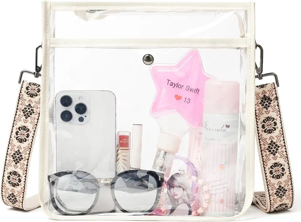 Bluome Clear Bag for Stadium Events 12x12x6, Clear Purses Stadium Bag Crossbody Purses for Concerts Football Games Travel