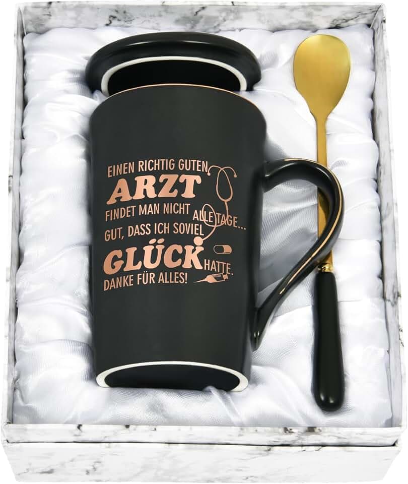 Joymaking Dankeschön Geschenke Arzt Tasse mit Spruch - Einen richtig guten Arzt findet man nicht alle Tage lustige Kaffetasse Geschenk für Ärzt, 400ml Schwarz