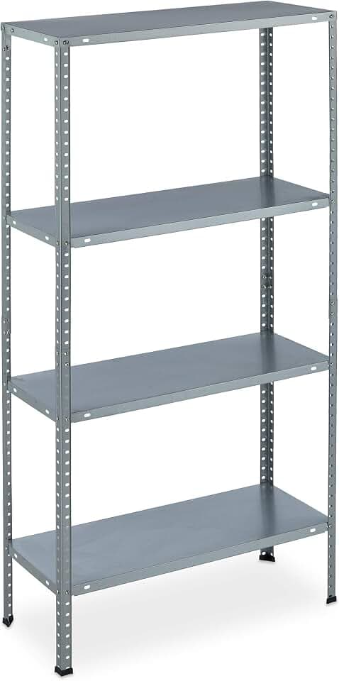 Relaxdays Metallregal verzinkt, HBT: 145x75,5x30 cm, 4 Böden, bis 160kg, zum Schrauben, Stahl, Lagerregal Keller, Silber