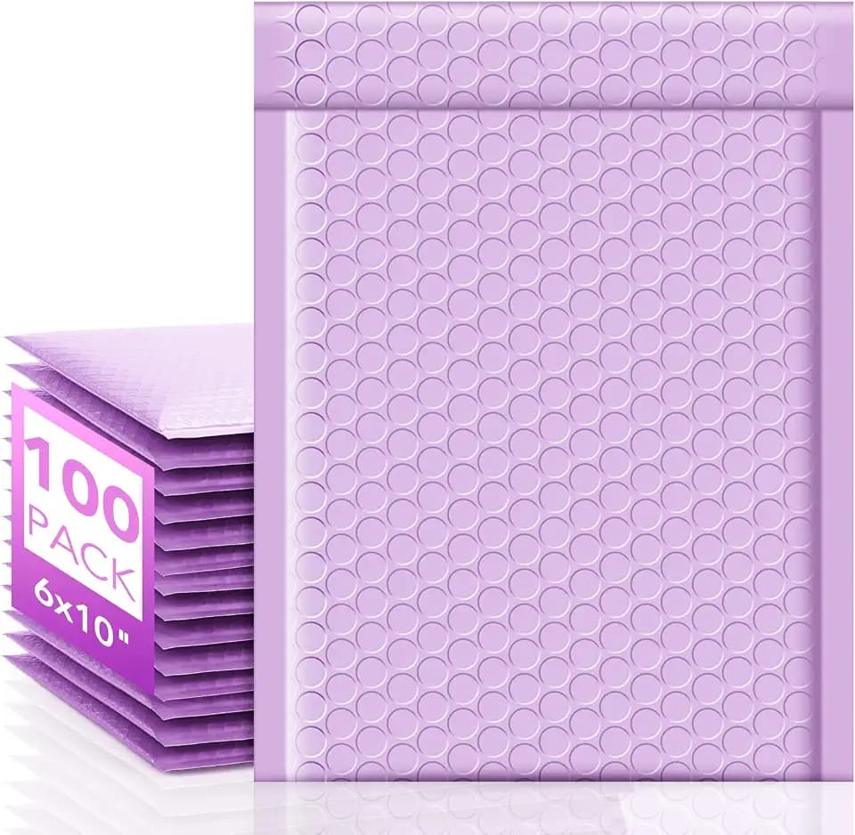 Fuxury Bubble Mailers 6x10 Inch Padded Envelopes 100 Pack Usable Size 6x9"