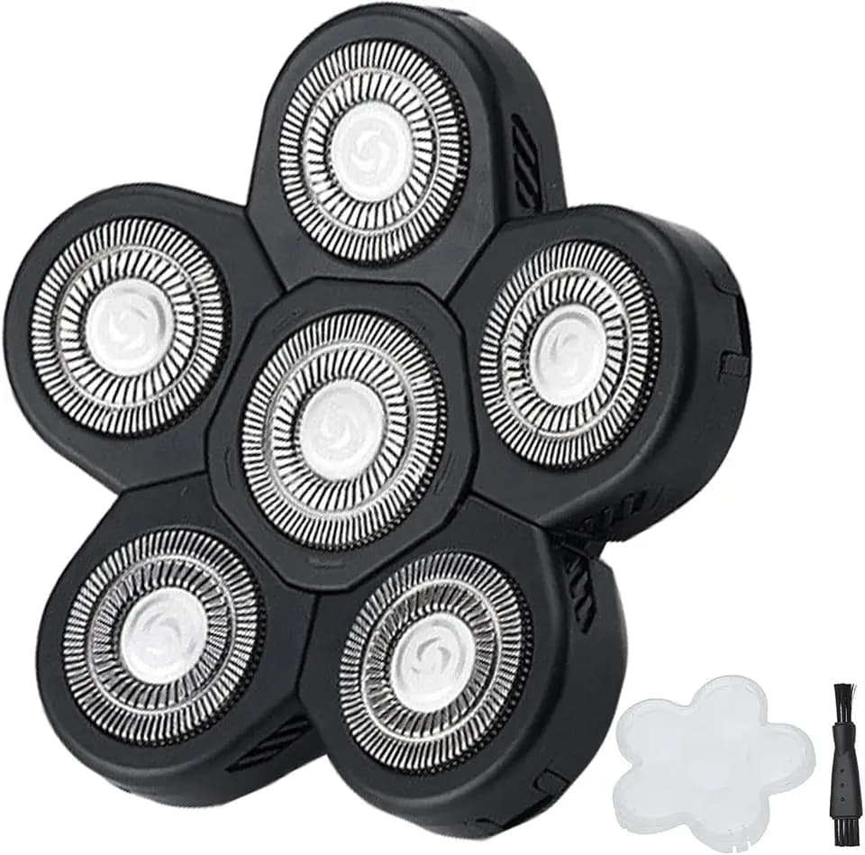 6 Blade Shaver Replacement Heads for Bald Men with Blade Cover (Black)