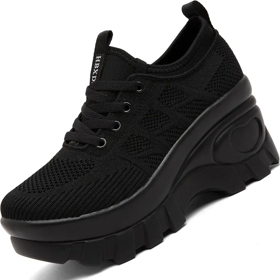 Women's Chunky Platform Wedge Walking Shoes Comfort Orthopedic Fashion Knitted Breathable Sneakers for Ladies