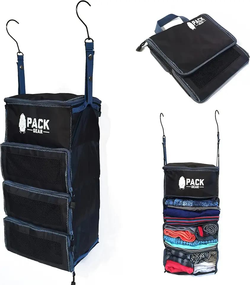 Pack Gear Hängekoffer-Organizer, Standard-Gepäck-Organizer zum Aufhängen, passt in jeden Handgepäck-Koffer, Packwürfel mit Netzfenstern zum Auffinden der Kleidung, Schwarz, Größe S