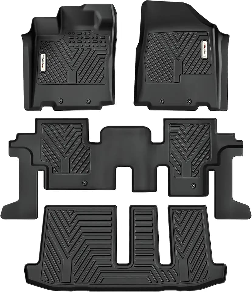 YITAMOTOR Floor Mats for Nissan Pathfinder 2013-2020, Infiniti QX60 2014-2020, JX35 2013, Custom Fit All Weather Anti-Slip TPE Rubber Mat, Pathfinder Accessories, 3 Row Automotive Floor Liners, Black