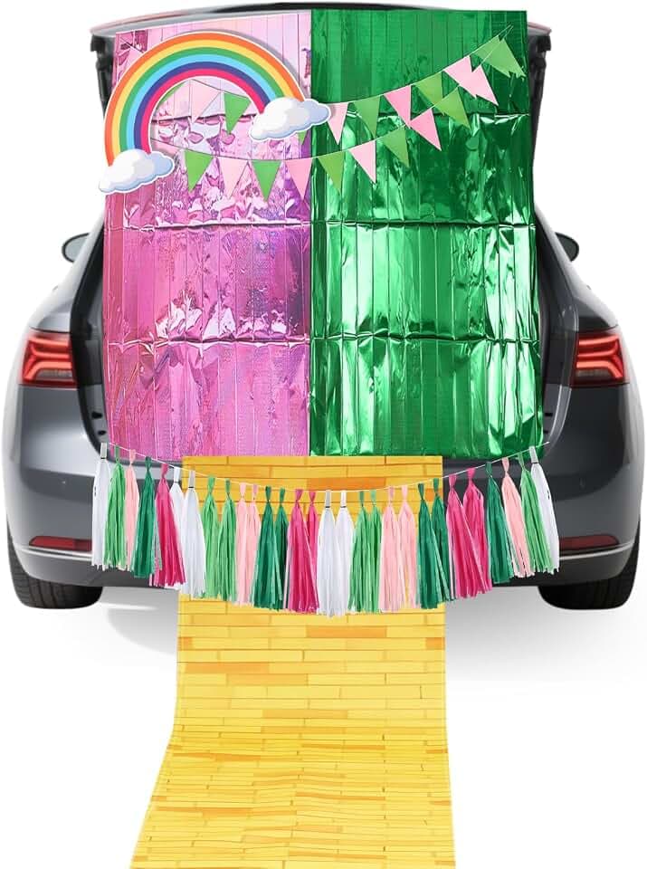 Tudomro 12 Pcs Halloween Trunk or Treat Car Witch Decorations Kit for Suv Pink and Green Trunk or Treat Car Garage Cookies Decoration for Halloween Outdoor Indoor