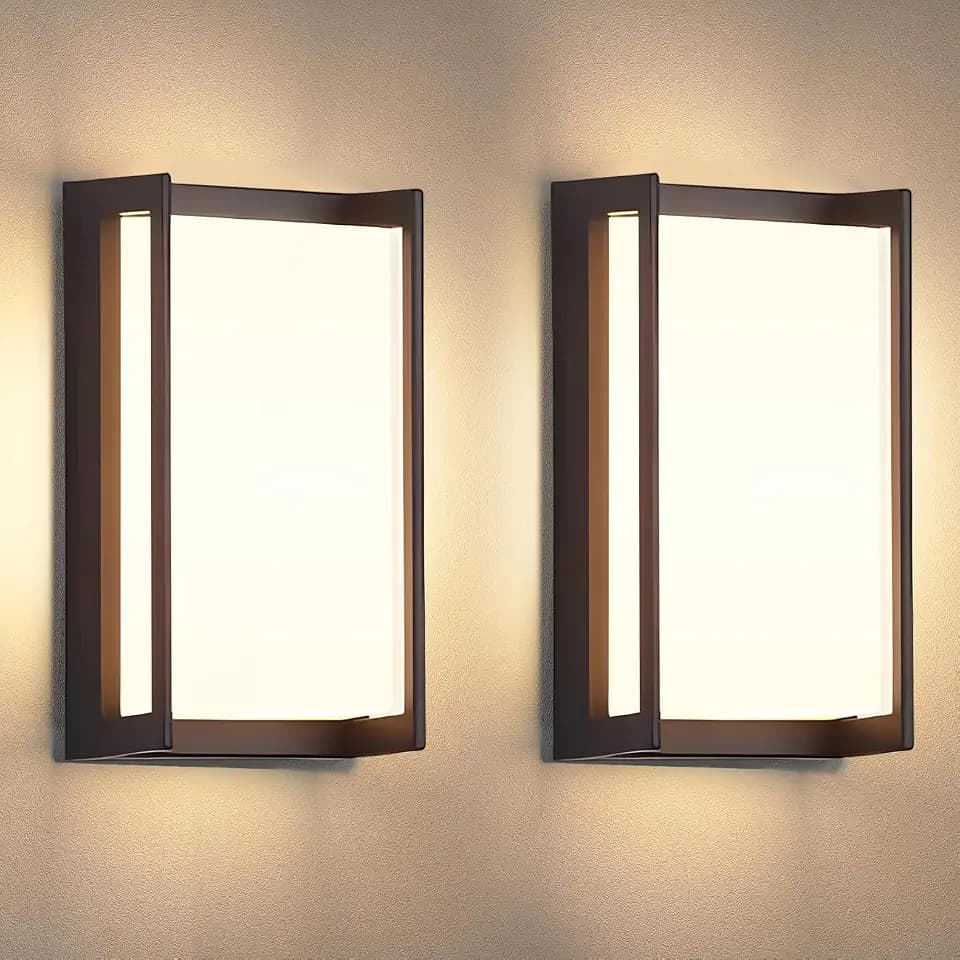 wowlite Outdoor Porch Lights, 3CCT LED Wall Sconces, Matte Black, 2 Pack