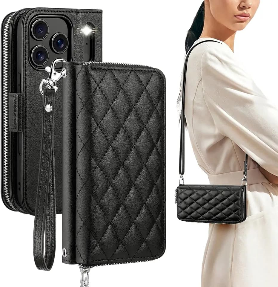 OCASE Crossbody Wallet Case for iPhone 18 Pro Max/ 17 Pro Max, Black Argyle