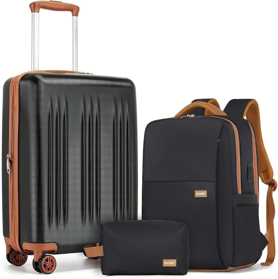 Kono Luggage Sets 3 Piece, 20 Inch Expandable Carry On Luggage for Travel