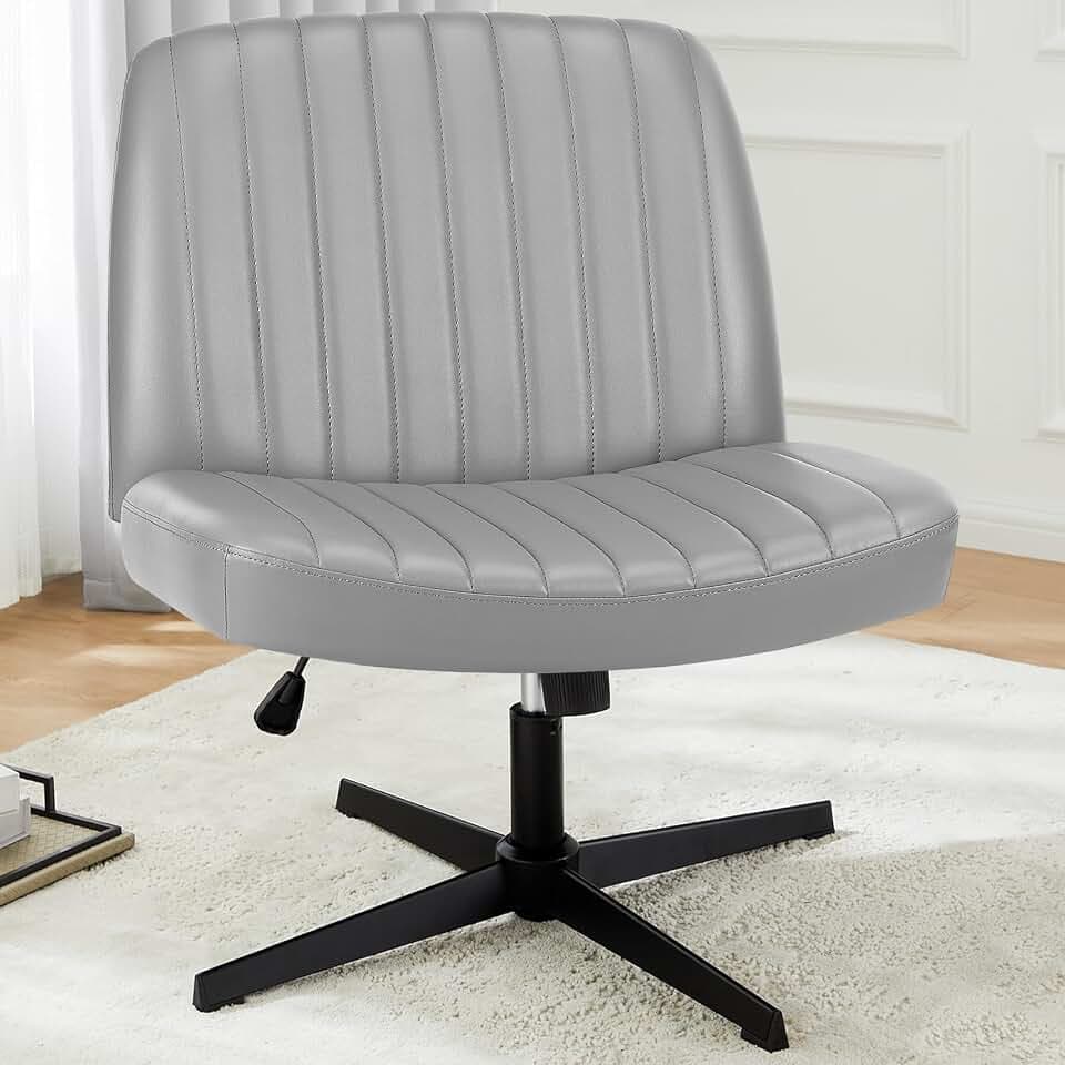 DUMOS Criss Cross Chair, Cross Legged Vanity Chair No Wheels, Home Office