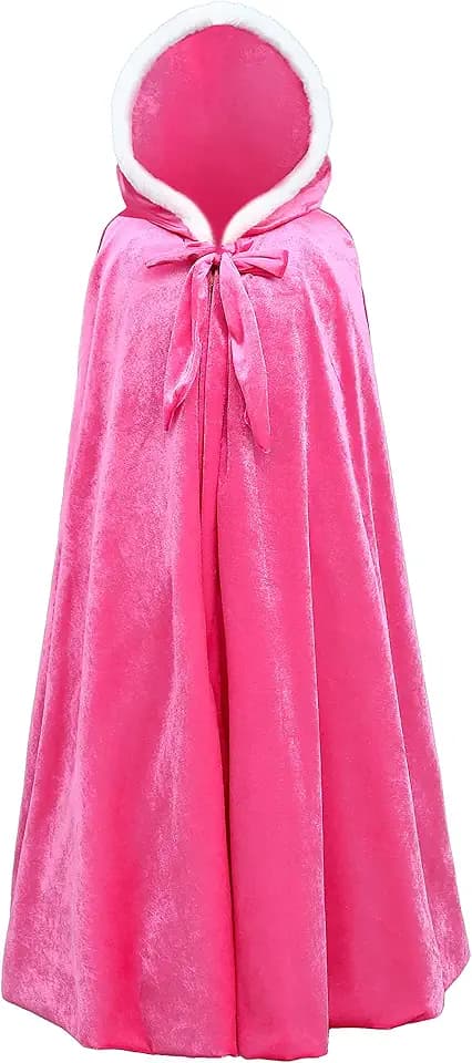 Umhang für Mädchen Satin Cape Mantel Kapuze für Winter Weihnachten Outdoor Karneval Halloween Poncho
