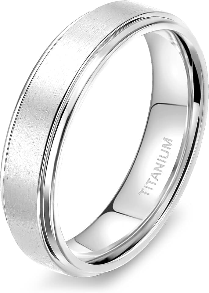 TIGRADE 4mm 6mm 8mm 10mm Titanium Rings Black/Silver/Gold Wedding Band Matte Comfort Fit for Men Women Size 3-15
